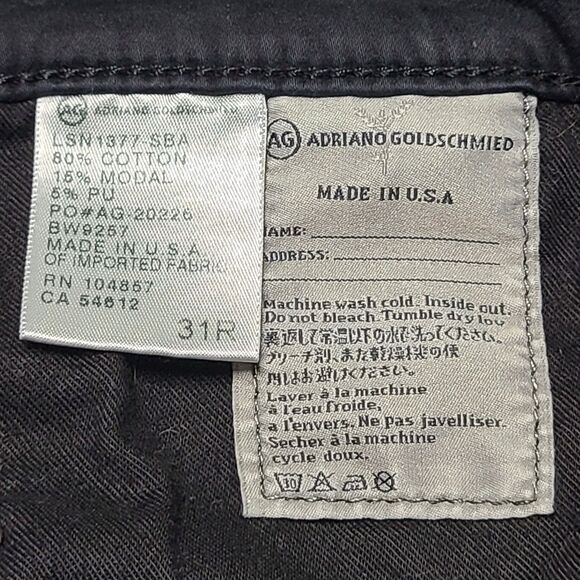 AG Adriano Goldschmied Pants Womens 31R Black Stevie Ankle Slim Straight Leg USA - Picture 7 of 10